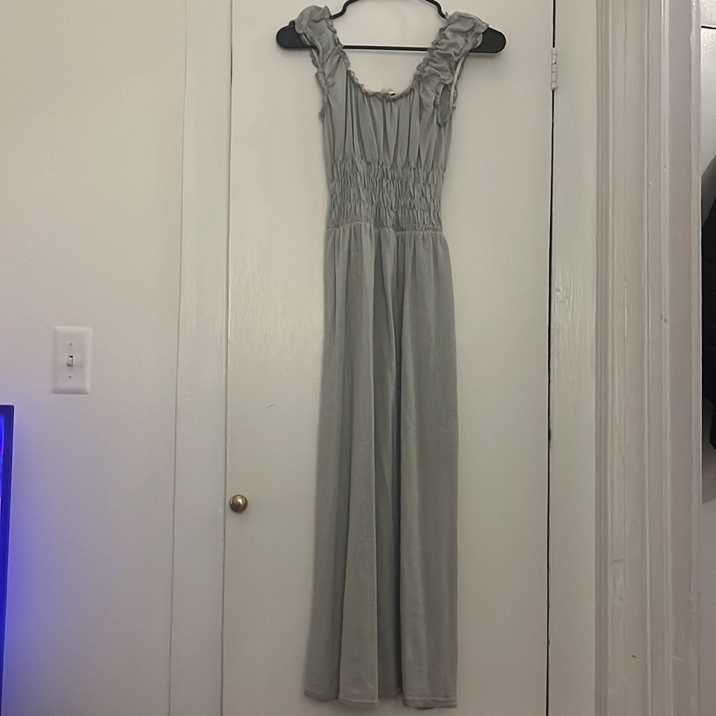 Light Gray Ruffle Strap Maxi Dress